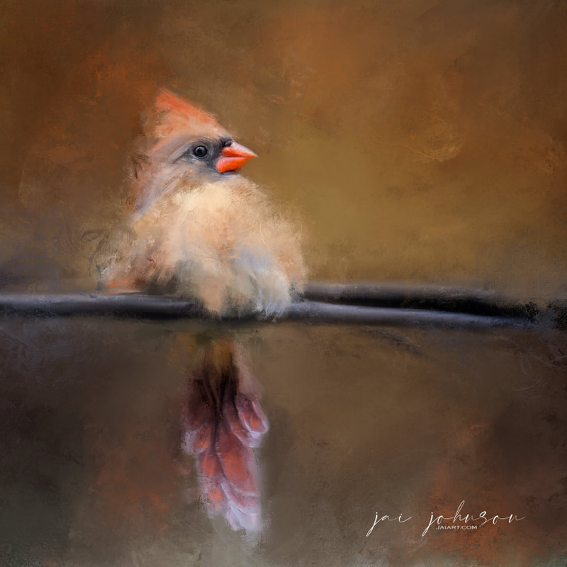 Female cardinal painting