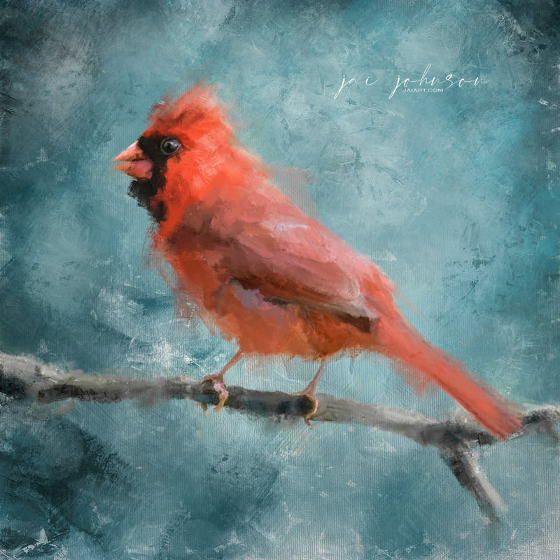 Male Cardinal painting