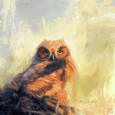 Baby Great Horned Owl Painting
