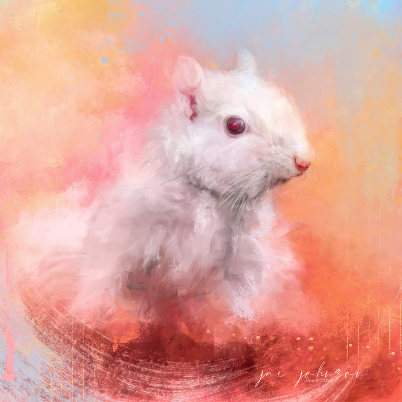 Baby Albino Squirrel painting